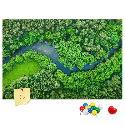 Bedruckte Korkplatte Fluss im Wald