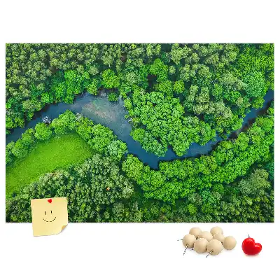 Bedruckte Korkplatte mit Fluss im Wald Motiv