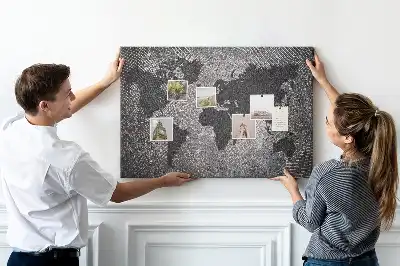 Kork-Pinnwand mit minimalistischem Beton-Motiv