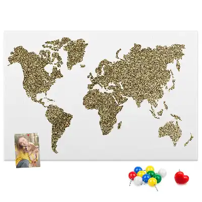 Bedruckte Korkplatte mit Weltkarte