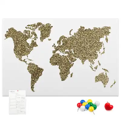 Bedruckte Korkplatte mit Weltkarte