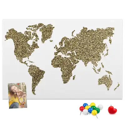 Bedruckte Korkplatte mit Weltkarte