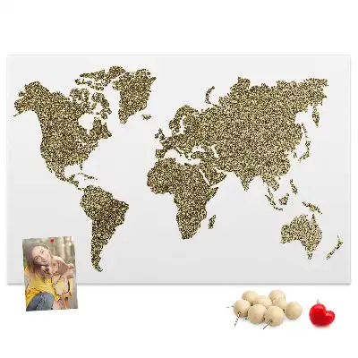 Bedruckte Korkplatte mit Weltkarte