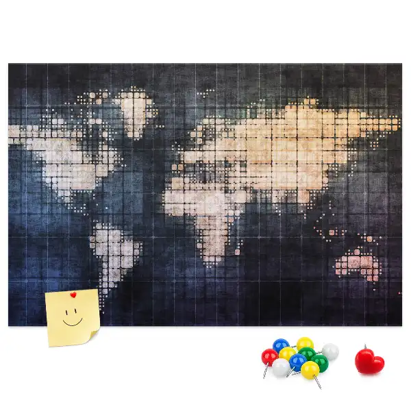 Pinnwand mit geometrischem Umriss der Welt
