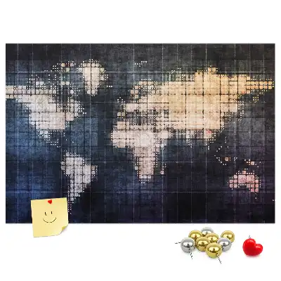 Pinnwand mit geometrischem Umriss der Welt