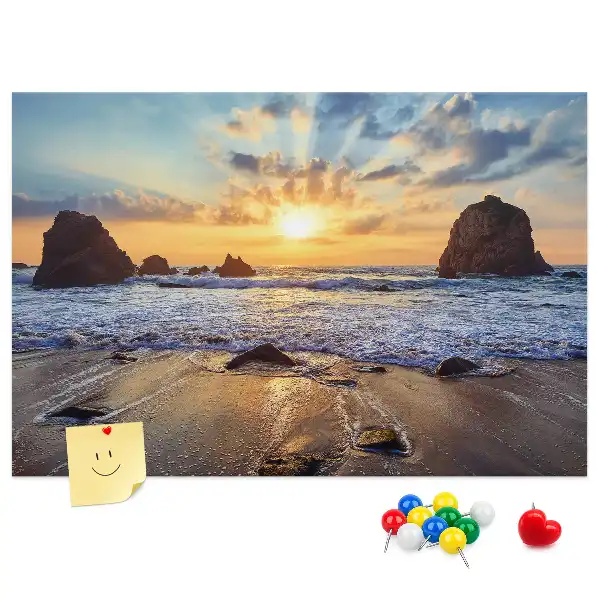 Bilder-Korktafel Sonne, die ins Meer sinkt