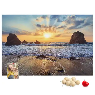 Bilder-Korktafel Sonne, die ins Meer sinkt