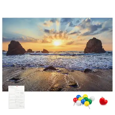 Bilder-Korktafel Sonne, die ins Meer sinkt