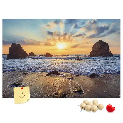 Bilder-Korktafel Sonne, die ins Meer sinkt