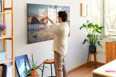 Bilder-Korktafel Sonne, die ins Meer sinkt