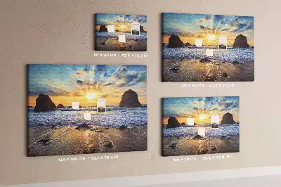Bilder-Korktafel Sonne, die ins Meer sinkt