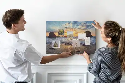 Bilder-Korktafel Sonne, die ins Meer sinkt