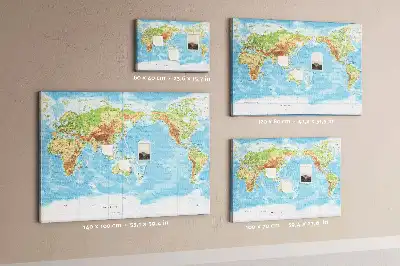 Bilder-Korktafel Physische Weltkarte