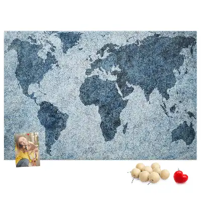 Bilder-Korktafel mit Weltkartenaufdruck