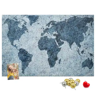Bilder-Korktafel mit Weltkartenaufdruck