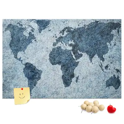 Bilder-Korktafel mit Weltkartenaufdruck