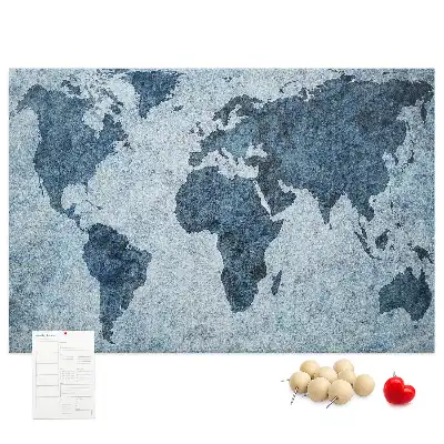 Bilder-Korktafel mit Weltkartenaufdruck