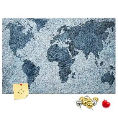 Bilder-Korktafel mit Weltkartenaufdruck