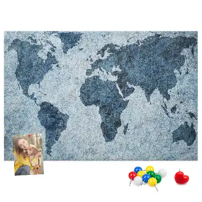 Bilder-Korktafel mit Weltkartenaufdruck