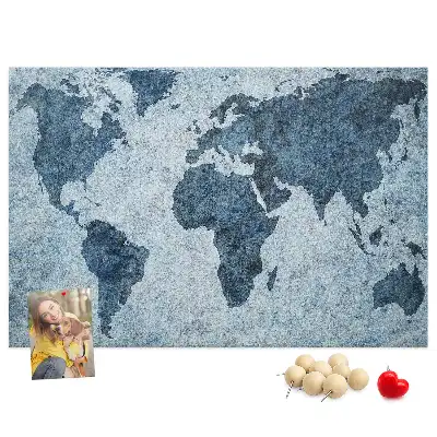 Bilder-Korktafel mit Weltkartenaufdruck
