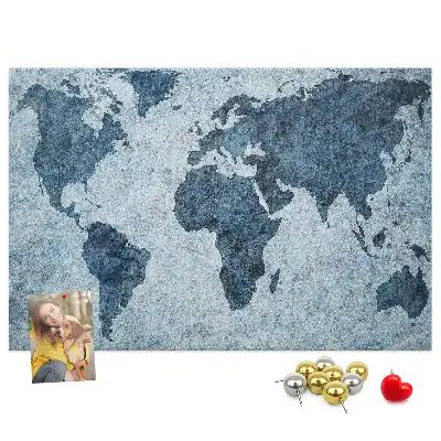 Bilder-Korktafel mit Weltkartenaufdruck