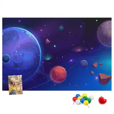 Bilder-Korktafel Planeten Galaxie