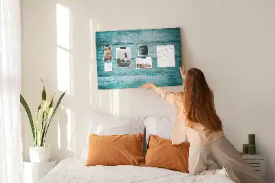 Bedruckte Korkplatte mit Motiv Altes Holz Blau