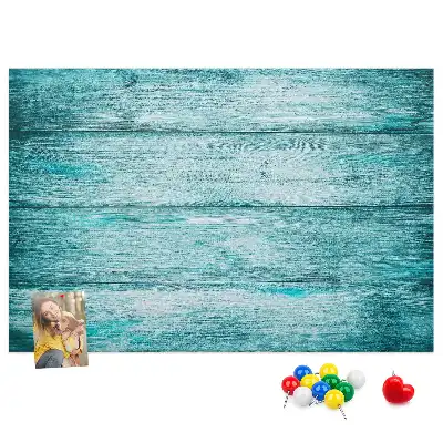 Bedruckte Korkplatte mit Motiv Altes Holz Blau