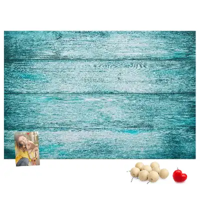 Bedruckte Korkplatte mit Motiv Altes Holz Blau