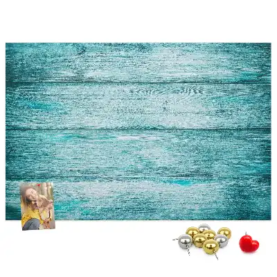 Bedruckte Korkplatte mit Motiv Altes Holz Blau