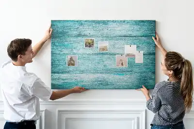 Bedruckte Korkplatte mit Motiv Altes Holz Blau