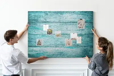 Bedruckte Korkplatte mit Motiv Altes Holz Blau