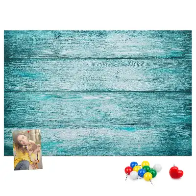 Bedruckte Korkplatte mit Motiv Altes Holz Blau