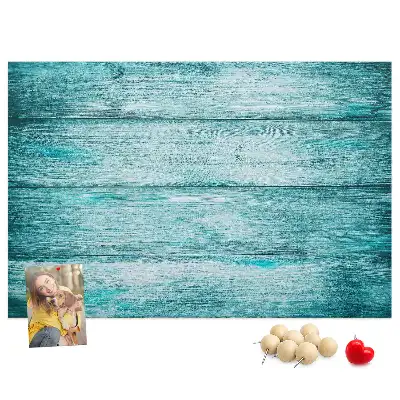 Bedruckte Korkplatte mit Motiv Altes Holz Blau