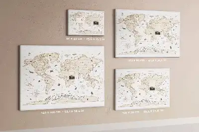 Bilder-Korktafel mit gealtertem Weltatlas-Design im Vintage-Stil