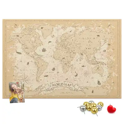 Bedruckte Korkplatte mit klassischer Retro-Weltkarte