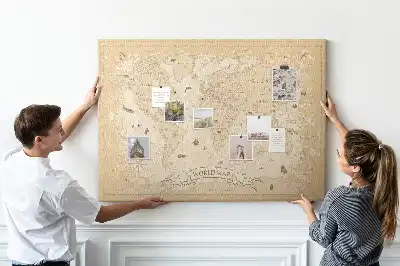 Bedruckte Korkplatte mit klassischer Retro-Weltkarte