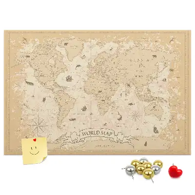 Bedruckte Korkplatte mit klassischer Retro-Weltkarte