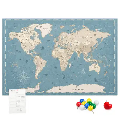 Pinnwand mit historischem Atlas Motiv