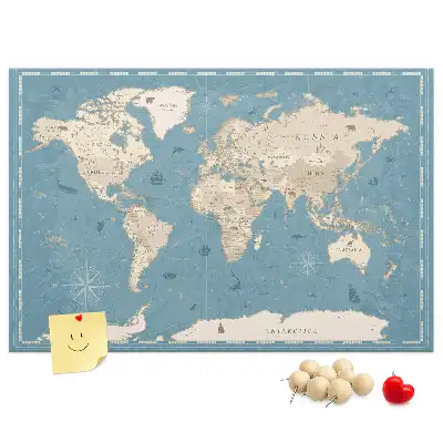 Pinnwand mit historischem Atlas Motiv