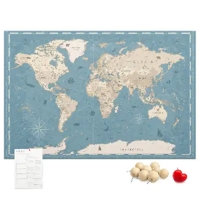 Pinnwand mit historischem Atlas Motiv