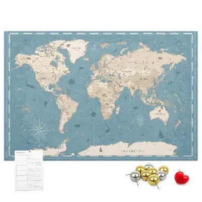 Pinnwand mit historischem Atlas Motiv