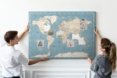 Pinnwand mit historischem Atlas Motiv