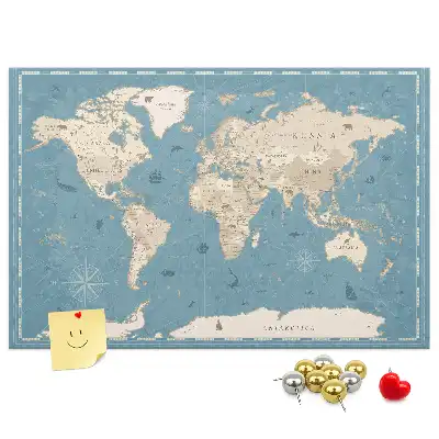 Pinnwand mit historischem Atlas Motiv