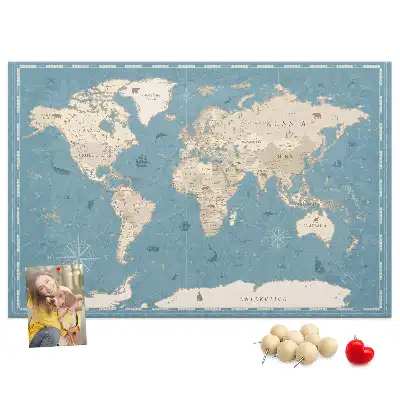Pinnwand mit historischem Atlas Motiv
