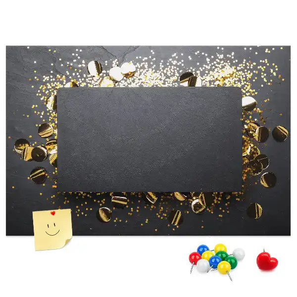 Bilder-Korktafel mit Goldkonfetti-Motiv