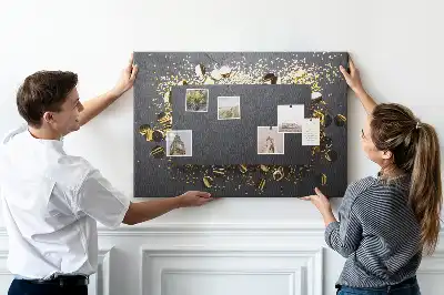 Bilder-Korktafel mit Goldkonfetti-Motiv
