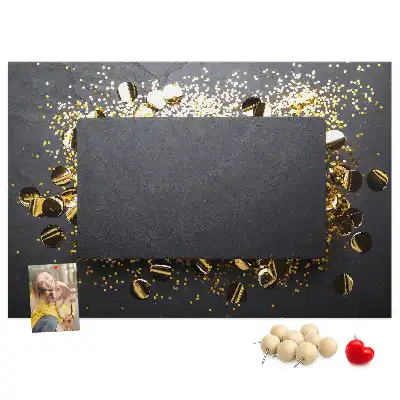 Bilder-Korktafel mit Goldkonfetti-Motiv