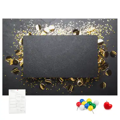 Bilder-Korktafel mit Goldkonfetti-Motiv
