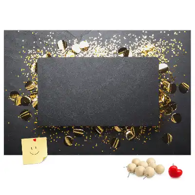 Bilder-Korktafel mit Goldkonfetti-Motiv
